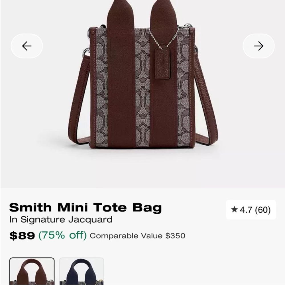 Coach Brown Signature Mini Tote with Dark Brown Trim - Picture 4 of 4